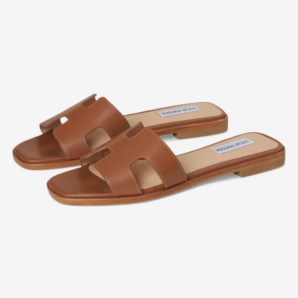 Steve Madden Hadyn Cognac Leather Sandals - Size 8